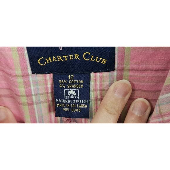 VNTG Y2K Charter Club Bubblegum Pink Plaid Golf Skort Sz 12 Cotton Stretch - Picture 8 of 8